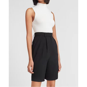 Express Black Bermuda High Rise Short in Black Polyester Size 10 NWT